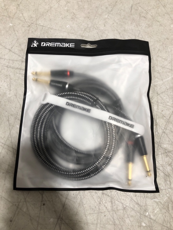 Photo 2 of DREMAKE Mono Guitar Cable 6FT 2 Pack, Straight Jack 6.35mm Electric Instrument Interconnect Cable, TS 6.35mm 1/4'' Amp Cord for Bass, Keyboard, Speaker Quarter Inch Audio Cable - Black&White Tweed 