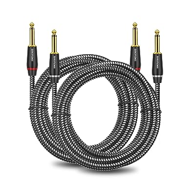 Photo 1 of DREMAKE Mono Guitar Cable 6FT 2 Pack, Straight Jack 6.35mm Electric Instrument Interconnect Cable, TS 6.35mm 1/4'' Amp Cord for Bass, Keyboard, Speaker Quarter Inch Audio Cable - Black&White Tweed 