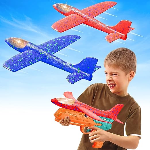 Photo 1 of Aucess Boy Toys 2 Pack Airplanes with Dinosaur Launcher Toys, Birthday Gift for 4+ Years Old Kids 