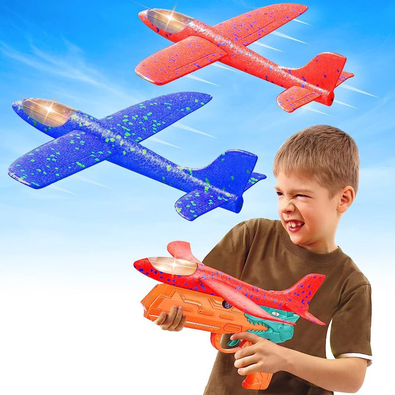 Photo 1 of Aucess Boy Toys 2 Pack Airplanes with Dinosaur Launcher Toys, Birthday Gift for 4+ Years Old Kids 