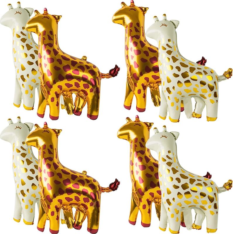 Photo 1 of 8 Pcs Giraffe Balloons Giraffe Baby Shower Decorations Safari Animal Balloons Gold and Yellow Foil Giraffe Balloons for Jungle Safari Zoo Wildlife Theme Party Wild One Birthday Decorations Supplies