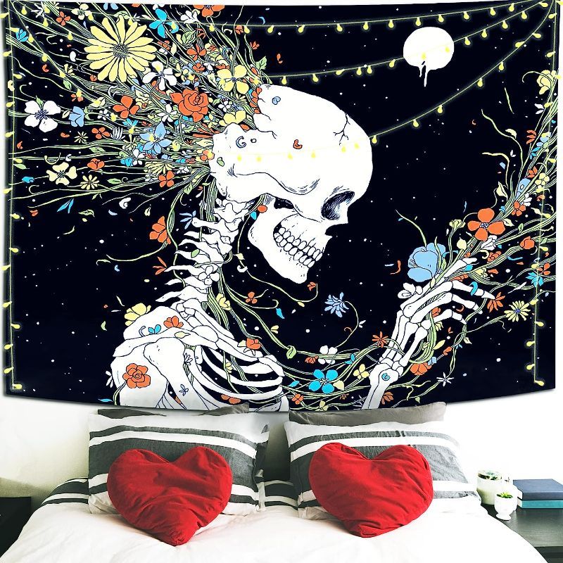 Photo 1 of 
Maeaola Skull Tapestry Hanging Wall Tapestry for Bedroom Colorful Zen Tapestry Decorations Skeleton Tapestries Aesthetic (60x60 inches)