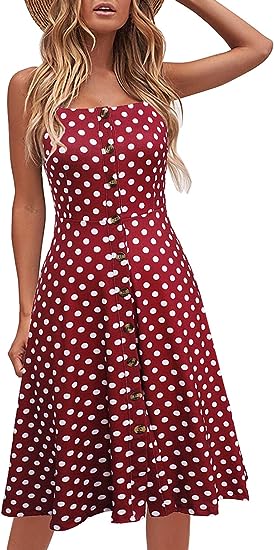 Photo 1 of Berydress Women's Casual Beach Summer Dresses Solid Cotton Flattering A-Line Spaghetti Strap Button Down Midi Sundress SIZE XL