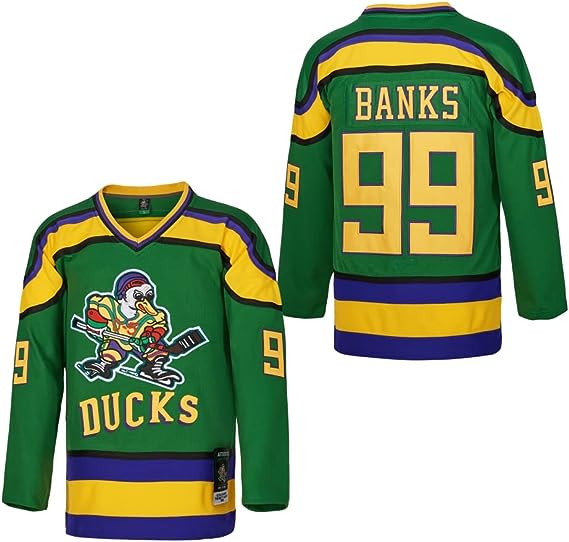 Photo 1 of D-5 Youth Mighty Ducks Jersey #96 Conway #99 Banks Jersey,Movie Ice Hockey Jersey for Kids