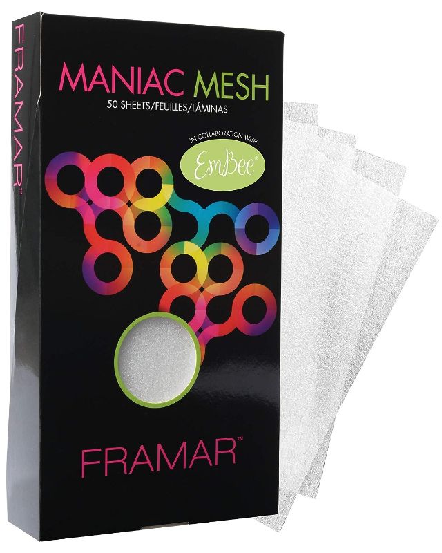 Photo 1 of 
Framar Maniac Mesh Sheets - Mesh Strips for Hair Dye, Hair Color, Hair Bleach - 50 Pack (Reusable)
