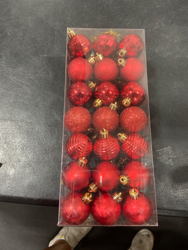 Photo 2 of 1.57" Christmas Ball Ornaments Red 42 Pcs Shatterproof Christmas Ornaments Balls Christmas Tree Decorations Xmas Hanging Set for Wedding Holiday Party Home Decor Red 1.57"/42pcs