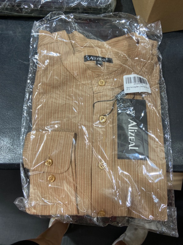 Photo 2 of Alizeal Mens Casual Cotton Henley Shirt Long Sleeve Button Down Beach Vacation 102-brown X-Large
