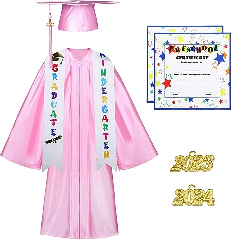 Photo 1 of Alaiyaky Kindergarten Graduation Cap Gown Tassel Kids Graduation Cap and Preschool Shiny Gown of 2023 Graduation Ceremoney
36 