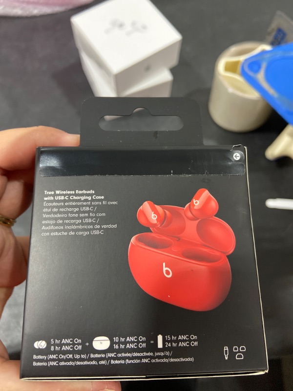 Photo 4 of  FACTORY SEALED Beats Studio Buds - True Wireless Noise Cancelling Earbuds - Compatible with Apple & Android, Built-in Microphone, IPX4 Rating, Sweat Resistant Earphones, Class 1 Bluetooth Headphones Red