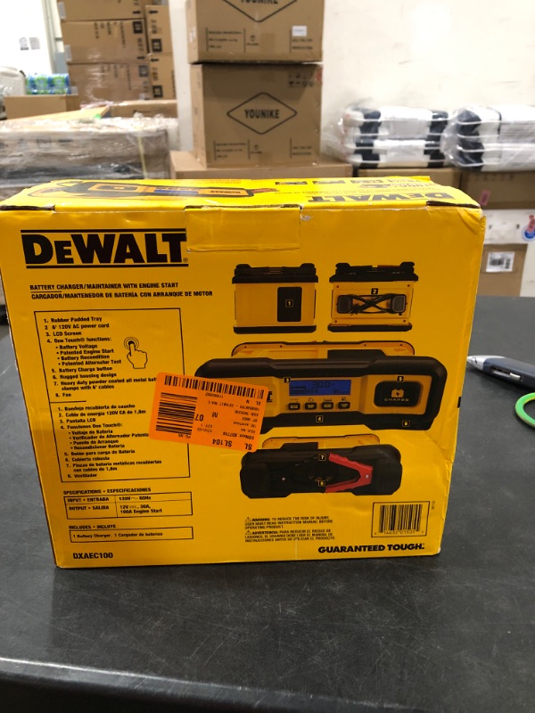 Photo 2 of DEWALT DXAEC100 DXAEC100 Professional 30-Amp Battery Charger and 3-Amp Maintainer with 100-Amp Engine Start, Yellow