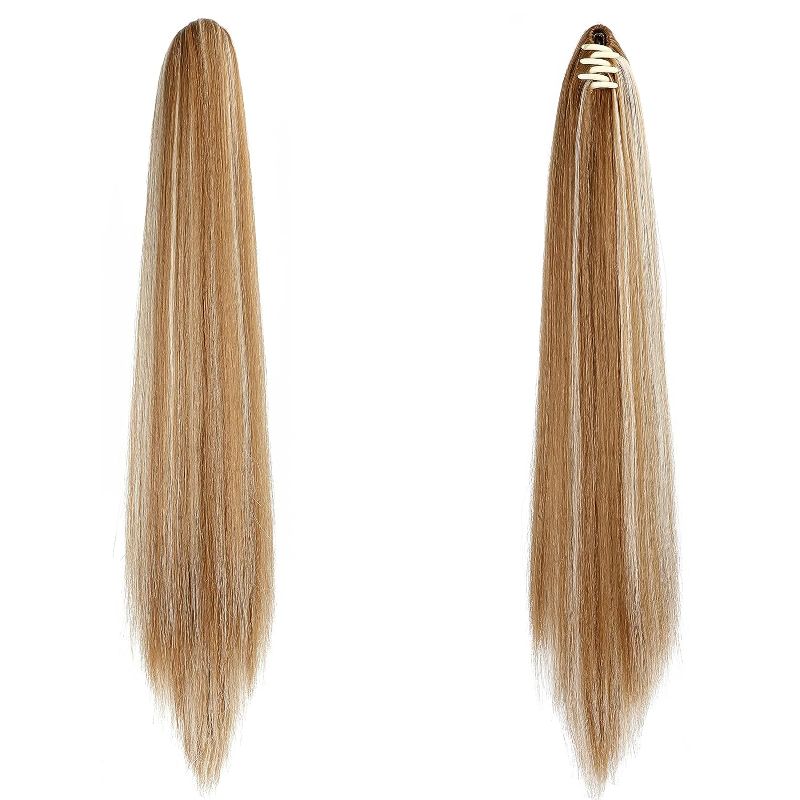 Photo 1 of 24 Inch Long Straight Ponytail Extension Claw Clip Synthetic Heat Resistant 