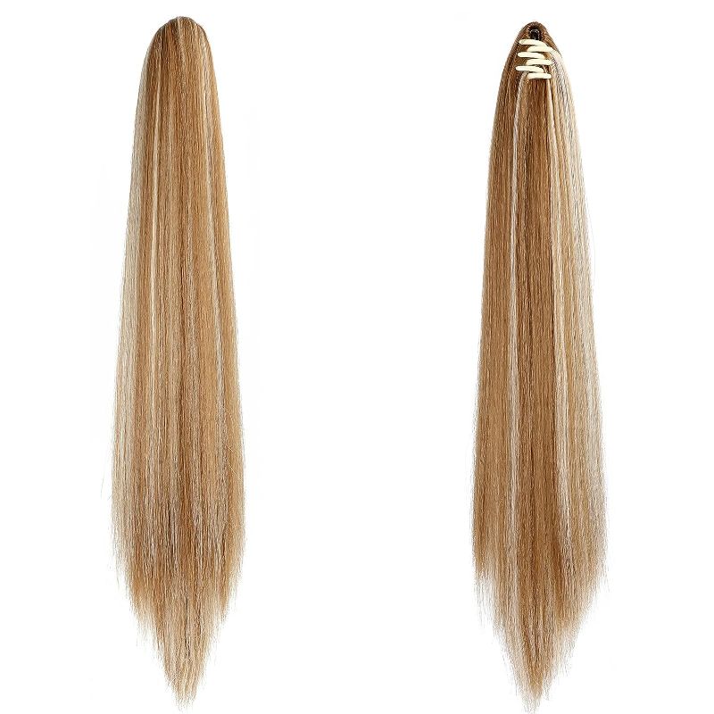 Photo 1 of  24 Inch Long Straight Ponytail Extension Claw Clip Synthetic Heat Resistant