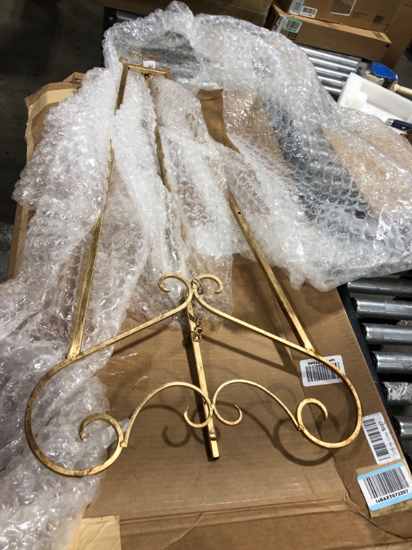 Photo 1 of Deco 79 Metal Scroll Large Free Standing Adjustable Display Stand Easel with Chain Support, 23" x 24" x 48", Gold Gold 23" x 24" x 48"