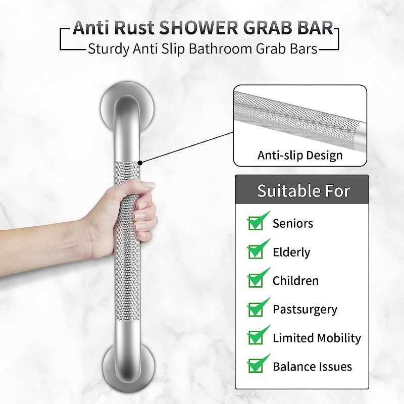 Photo 1 of 18 Inch Grab Bars for Bathtubs and Showers, Anti Slip Shower Grab Bars Stainless Steel Shower Handle Handicap Elderly Senior Assist Bathroom Saft Handle