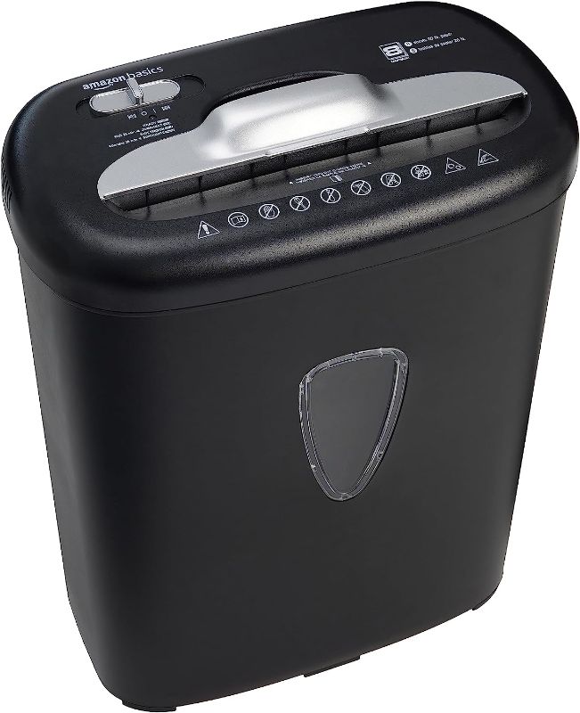 Photo 1 of Amazon Basics 8 Sheet Cross Cut Paper and Credit Card Shredder with 4.1 Gallon Bin, Black
