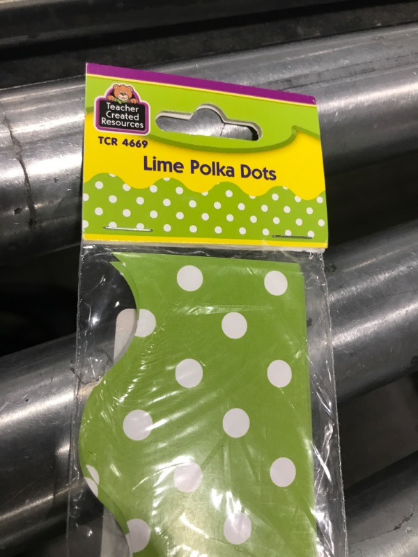 Photo 3 of Teacher Created Resources Mini Polka Dots Border Trim, Lime (4669)