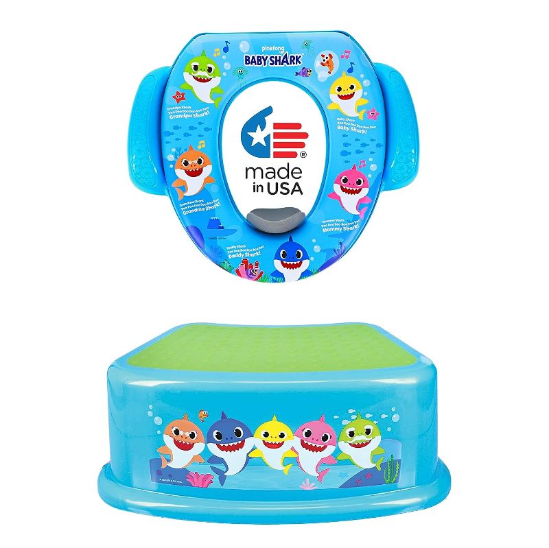 Photo 1 of Baby Shark 2 Piece Essential Potty Training Set - Soft Cushion, Baby Potty Training, Safe, Easy to Clean, Step Stool