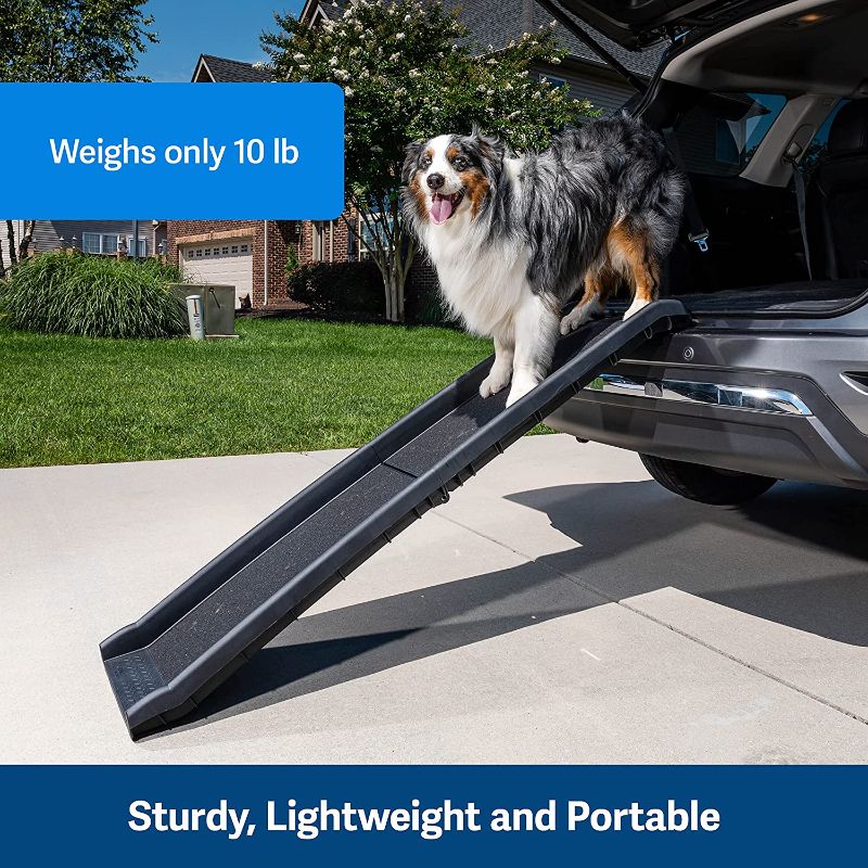 Photo 2 of  Happy Ride Folding Dog Ramp for Cars, Trucks, & SUVs- 62 Inch Portable Pet Ramp for Large Dogs with Siderails, Non-Slip- Weighs Only 10 lb, Supports up to 150 lb, Easy Storage, Folds in Half(READ COMMENTS)(PHOTOS)
