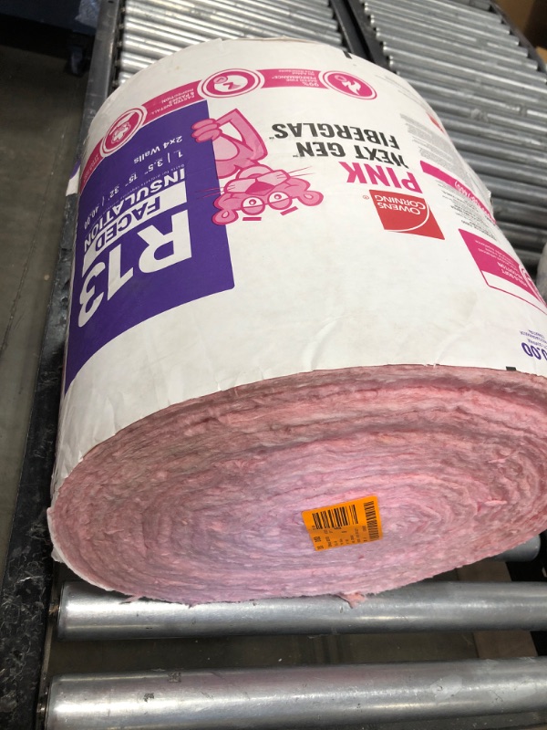 Photo 2 of  R-13 Pink Kraft Faced Fiberglass Insulation Roll 15 in. x 32 ft. (3)