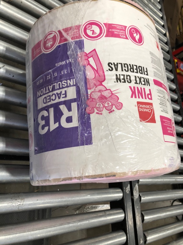 Photo 2 of  R-13 Pink Kraft Faced Fiberglass Insulation Roll 15 in. x 32 ft. (3)