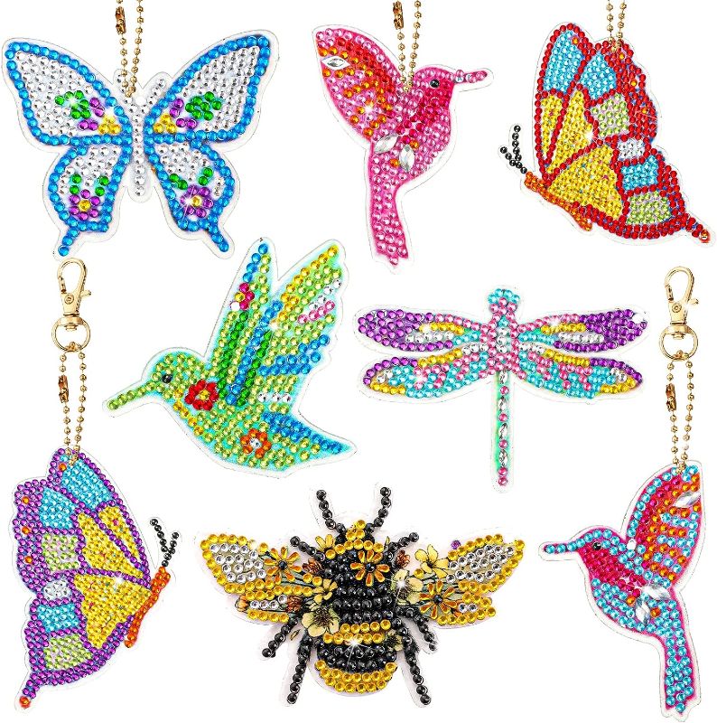 Photo 1 of 24 Diamond Painting Keychains Diamond Art Keychains Butterfly Hummingbird Bee Dragonfly Double Sided DIY Diamond Key Chains for DIY Crafts Handmade Mosaic Painting Keychains Kids Adults (Novel Style)…
