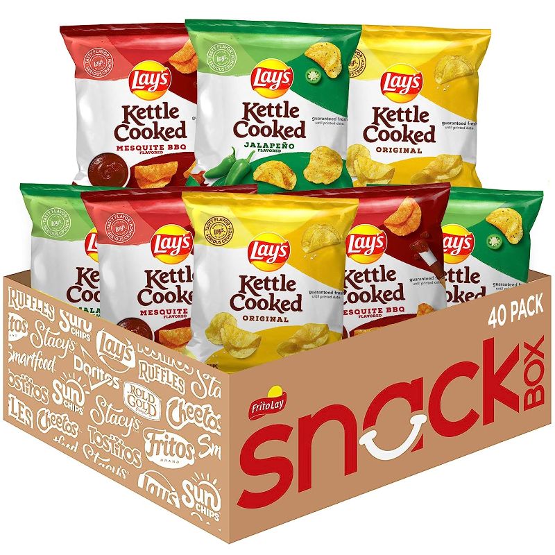 Photo 1 of Lay's Kettle Cooked Potato Chips Variety Pack, 0.85 Ounce (Pack of 40)