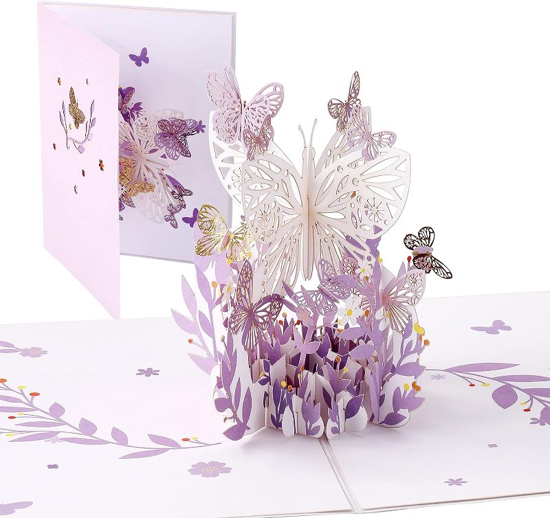 Photo 1 of 
VUDECO Butterfly 3D Pop Up Happy Birthday Card Women Men Kid With Envelope Anniversary Card Wife Husband, Mothers Day Card Mom Greeting Card Wedding Thank...