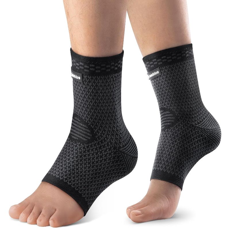 Photo 1 of CAMBIVO Ankle Brace for Women & Men (Pair), Compression Ankle Support for Sprain & Strain, Achilles Tendonitis, Plantar Fasciitis & Recovery, Ankle Sleeve for Running, Basketball, Football, Daily Use (Small) 