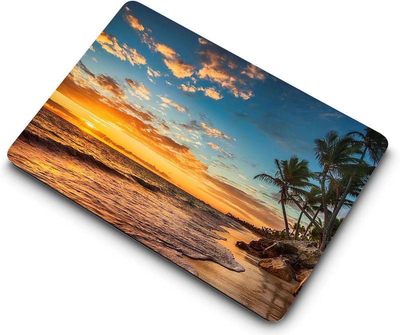 Photo 1 of Laptop Hard Shell Case Compatible with MacBook Air 13 inch 2017 2016 2015 2014 2013 2012 2011 2010 Release Model A1369/A1466, Color Printing Hard Shell Case Cover & Keyboard Cover, Beach and Sunset
