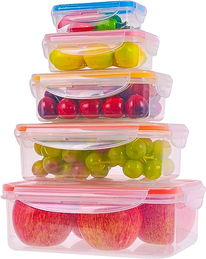 Photo 1 of 10 Pcs Food storage containers-Stackable Kitchen storage bowls sets-BPA Free Leak proof Plastic food Storage Containers with lids airtight-Microwave freezer safe lunch boxes ,Meal Prep Containers 