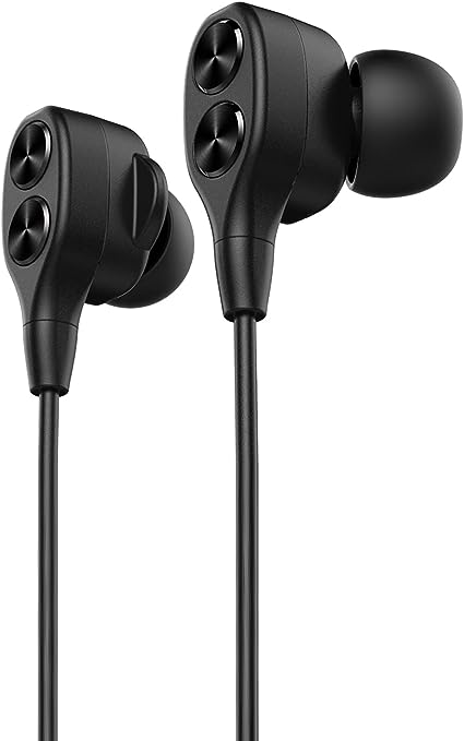 Photo 1 of Jayfi D2 Earphones, Dual Driver Earbuds, Stereo Bass Noise Isolating in-Ear Headphones with Mic Jet Black 