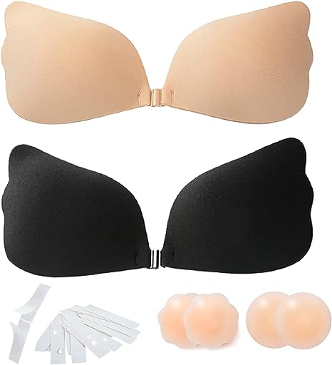 Photo 1 of MBAFIT Sticky Bra Invisible Strapless Push up Bra, Reusable Backless Bras for Women, Self Adhesive Bra for Big Busted Women-e5 Black SIZE D