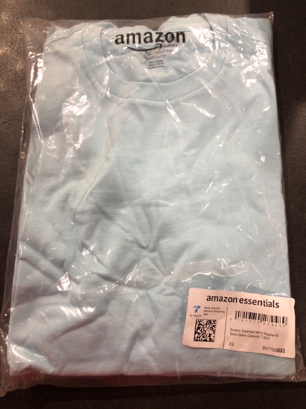 Photo 2 of Amazon Essentials Men's Short-Sleeve Crewneck T-Shirt, Pack of 2 2 Light Blue X-Small