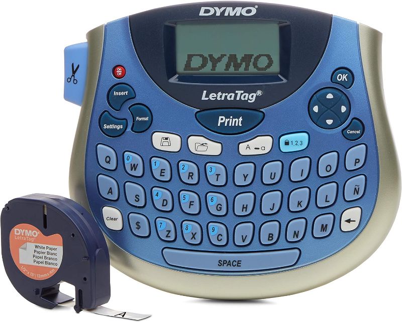 Photo 1 of DYMO LetraTag LT-100T Plus Compact, Portable Label Maker with QWERTY Keyboard (1733013),Silver/Blue
