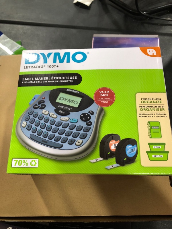 Photo 2 of DYMO LetraTag LT-100T Plus Compact, Portable Label Maker with QWERTY Keyboard (1733013),Silver/Blue hfs-koi-zk-a1069