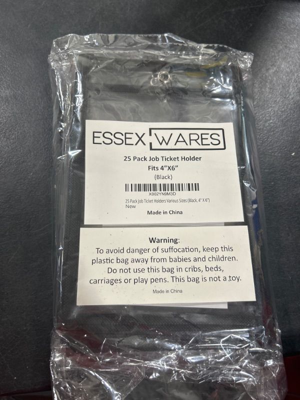 Photo 2 of Essex Wares Job Ticket Holder – 25-Pack Dry Erase Pocket Sleeves – 6 x 9-inch Clear Pocket Sleeves – Teacher Supplies for Classroom, Home – Erasable Pockets Folders with Rings for Kids – Black Black 4" X 6"