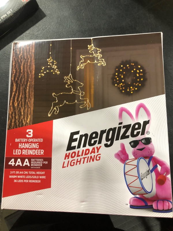 Photo 2 of Energizer 3 Battery Operated 8 Function LED Hanging Reindeer