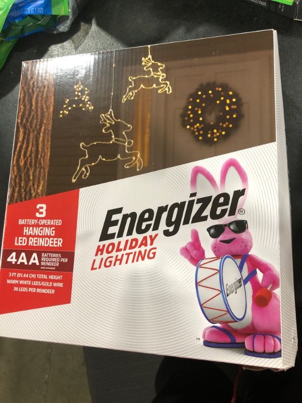 Photo 1 of Energizer 3 Battery Operated 8 Function LED Hanging Reindeer