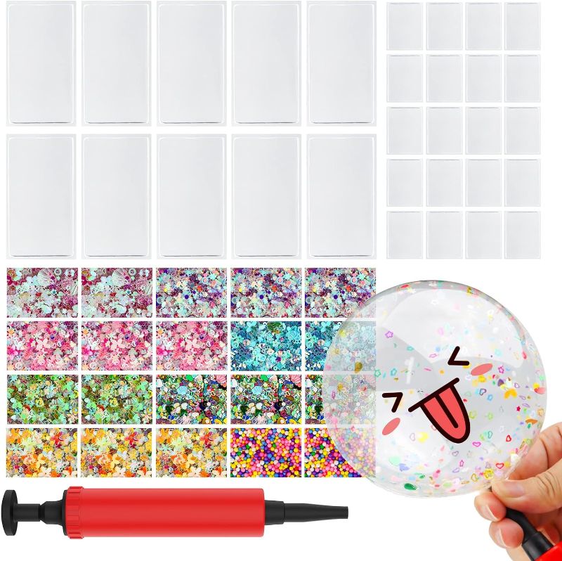 Photo 1 of 51 Pcs Nano Tape Bubbles Kit with Balloon Inflator, Double Sided Tape Magic Plastic Bubbles Balloon, Nano Tape Elastic Bubble DIY Craft Kit, for Girls, Boys, Kids