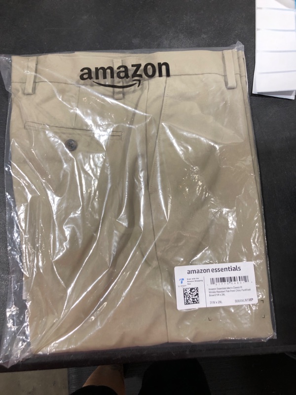 Photo 1 of Amazon Essentials Men's Classic-Fit Wrinkle-Resistant Flat-Front Chino Pant (Available in Big & Tall) 31W x 29L Khaki Brown