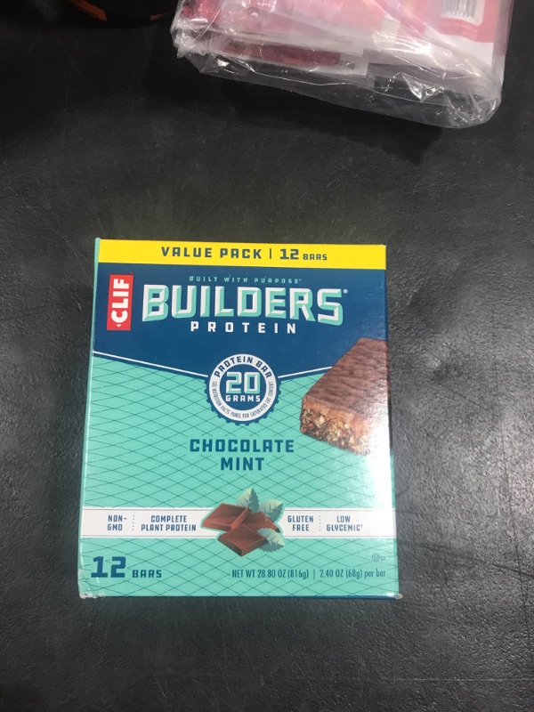 Photo 2 of CLIF Builders - Chocolate Mint Flavor - Protein Bars - Gluten-Free - Non-GMO - Low Glycemic - 20g Protein - 2.4 oz. (12 Pack)