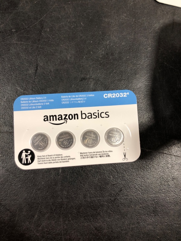 Photo 2 of Amazon Basics 4-Pack CR2032 Lithium Coin Cell Battery, 3 Volt, Long Lasting Power, Mercury-Free 4 Count (Pack of 1) CR2032
