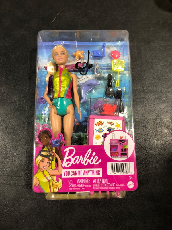 Photo 2 of Barbie Marine Biologist Doll & 10+ Accessories, Mobile Lab Playset with Blonde Doll, Case Opens for Storage & Travel Blonde Multicolor