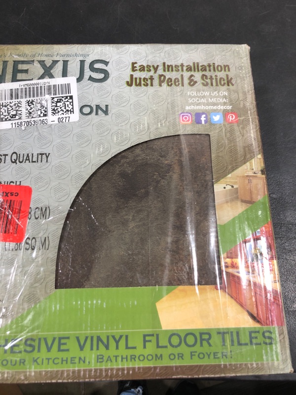 Photo 1 of 3 SBOXES Nexus Self Adhesive 12-Inch Vinyl Floor Tiles, 20 Tiles - 12" x 12", Dark Slate Marble Pattern - Peel & Stick, 