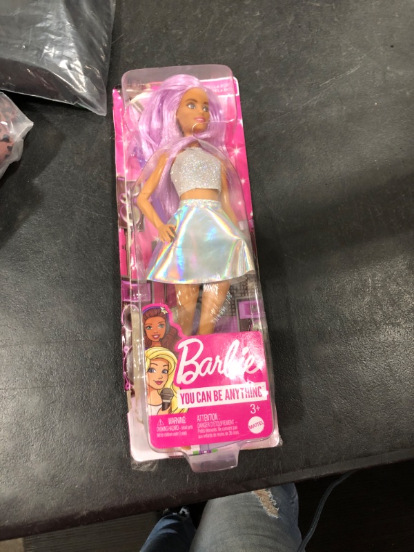 Photo 2 of Barbie Pop Star Doll Dressed In Iridescent Skirt with Microphone and Pink Hair, Gift for 3 to 7 Year Olds Professional