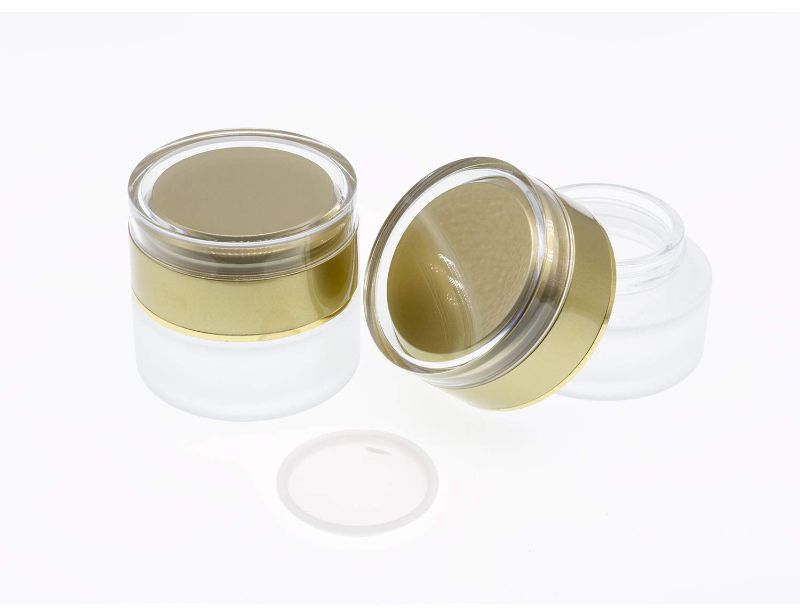 Photo 1 of 2 Pcs Refillable Frosted Glass Cosmetic Cream Jar 20g/0.67oz