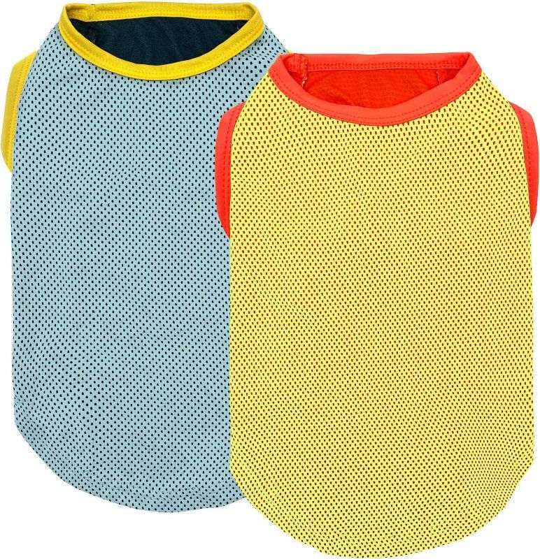 Photo 2 of 2 Pack Dog Cooling Shirts Dogs Breathable Instant Cooling Dogs Vest Blue+Yellow, Large 