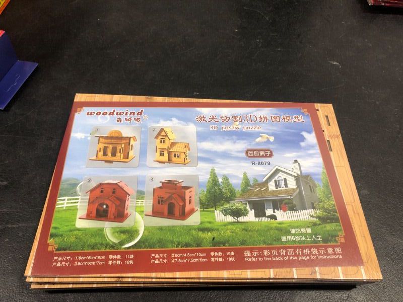 Photo 3 of 3D Wooden Puzzle, Mini DIY Model House Kit Educational Toys Jigsaw Puzzles Gift for Children and Adult