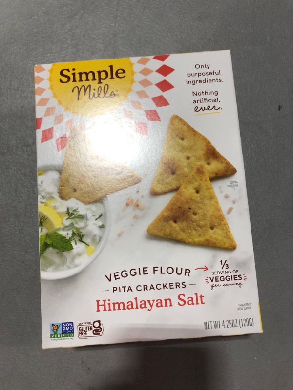 Photo 1 of 2pk Simple Mills Veggie Pita Crackers, Himalayan Salt - Gluten Free, Vegan, Healthy Snacks, Paleo Friendly, 4.25 Ounce (Pack of 1)