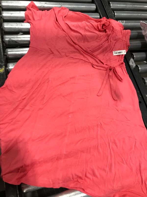 Photo 1 of Amazon Essentials Women's Cap-Sleeve Faux-Wrap Dress Rayon Blend Hot Pink Medium